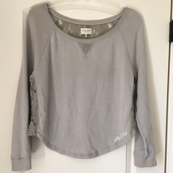 Gilly Hicks Light Gray Lace Sweater - M - Picture 3 of 5